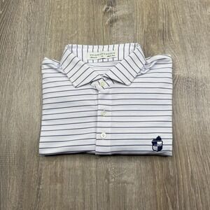 Holderness & Bourne Mens White Purple Striped Tailored Fit Polo Shirt Size XL